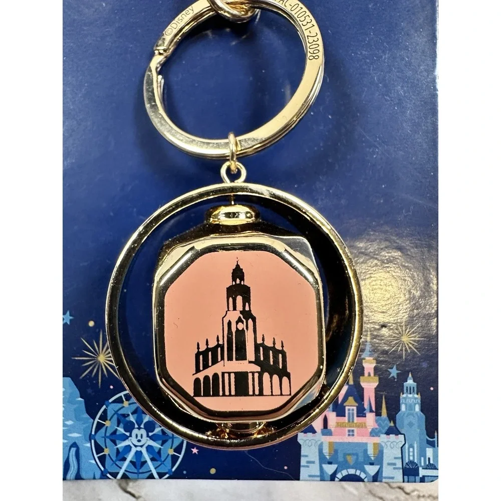 Disneyland Resort Spinner Keychain Castle Icons Disney Store Gold Tone